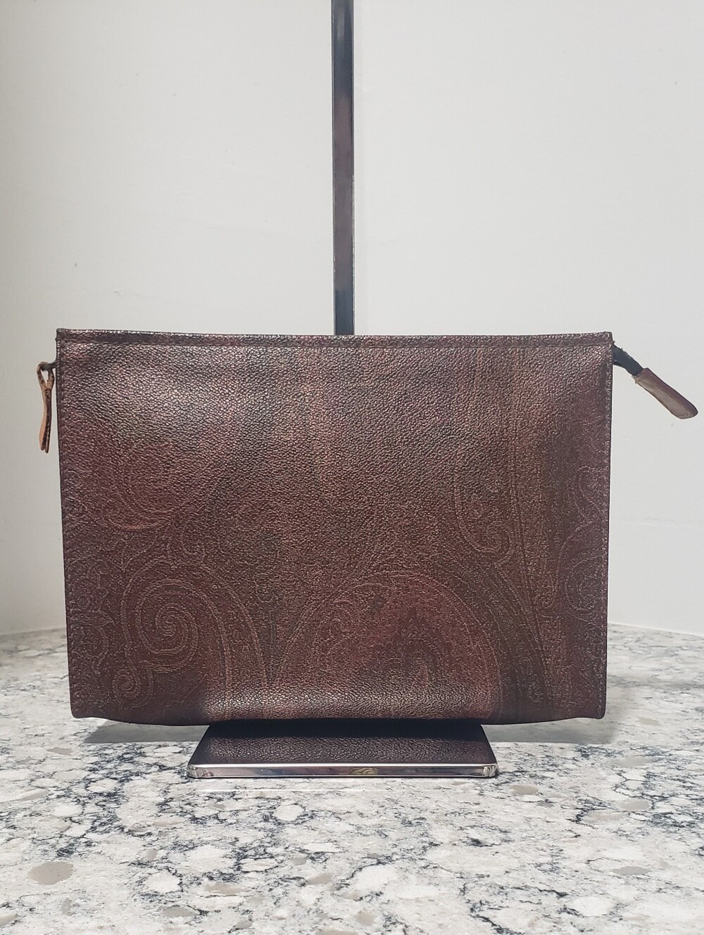 Etro Paisley Vintage Leather PVC Clutch Pouch Bag